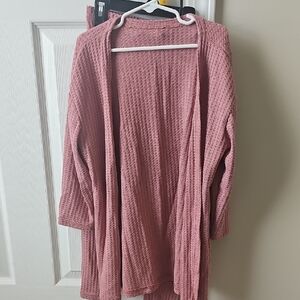 SHEIN Rose Waffle Knit Cardigan